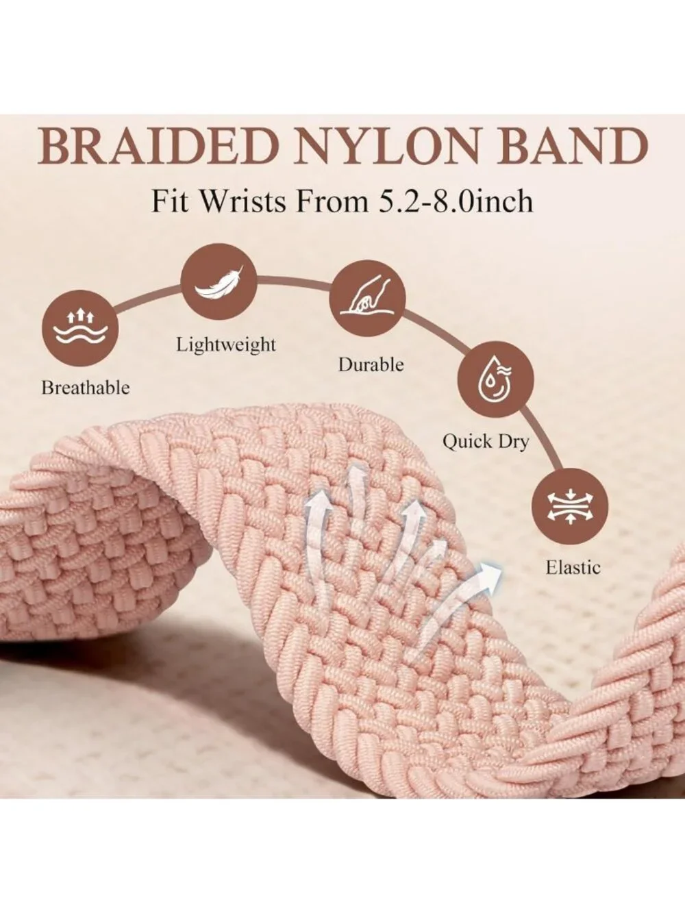 Stylish Magnetic Braided Band for Apple Watch 38-49mm, Dressy C-Shape Metal